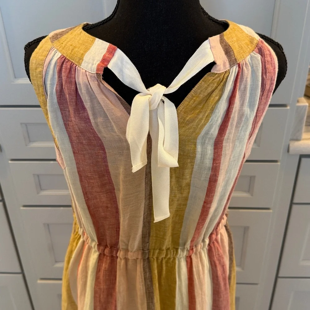 Spartina 449 M Striped Sleeveless linen midi - Picture 4 of 4